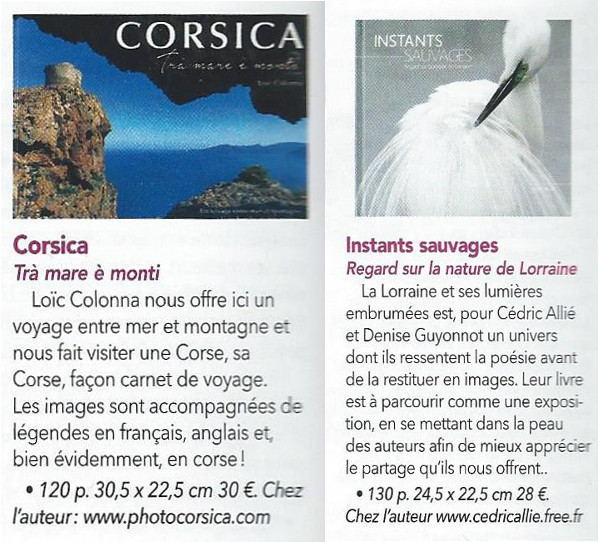 Chasseurs d'images n°390, beaux livres de photographie de l'année, chroniques de Corsica et de Instants sauvages
