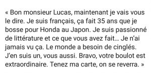 Succès et autoédition - rencontre du troisième type : honda type R, Utsunumiya, rencontre avec Shigeru Uheara, confession du traducteur