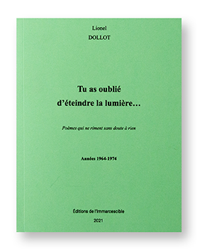 Tu as oublié d'éteindre la lumière..., Lionel Dollot, Éditions de l'immarcescible, couverture